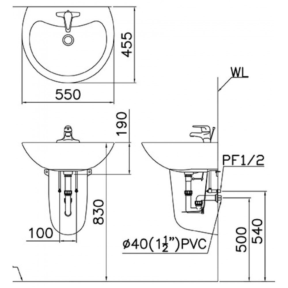 bản vẽ chậu L2155