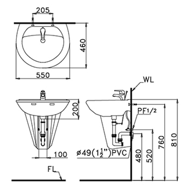 bản vẽ chậu L2220