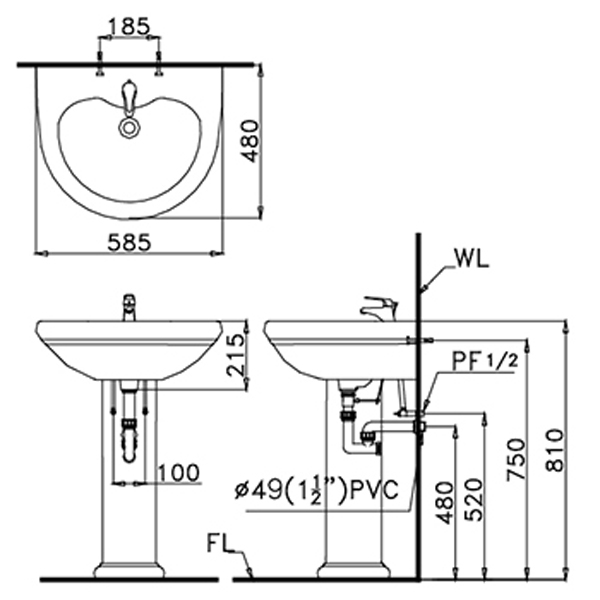 bản vẽ chậu L2230
