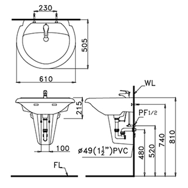 bản vẽ chậu L2360