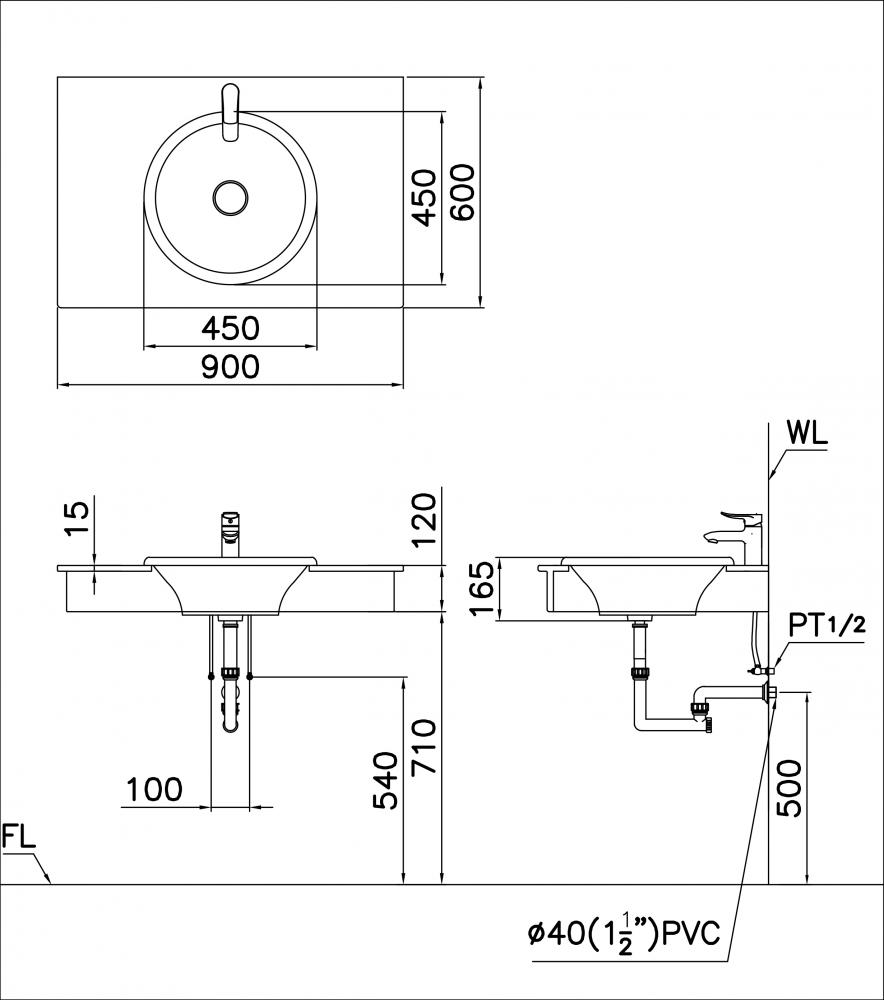 bản vẽ chậu LF5016
