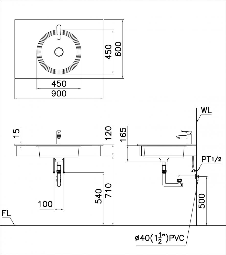 bản vẽ chậu LF5017