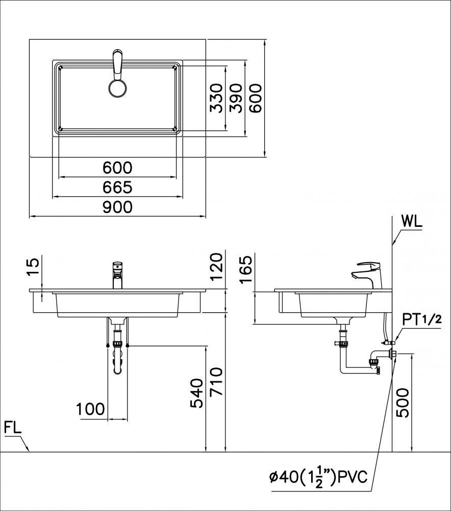 bản vẽ chậu LF5130