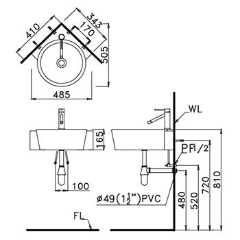 bản vẽ chậu LF5238