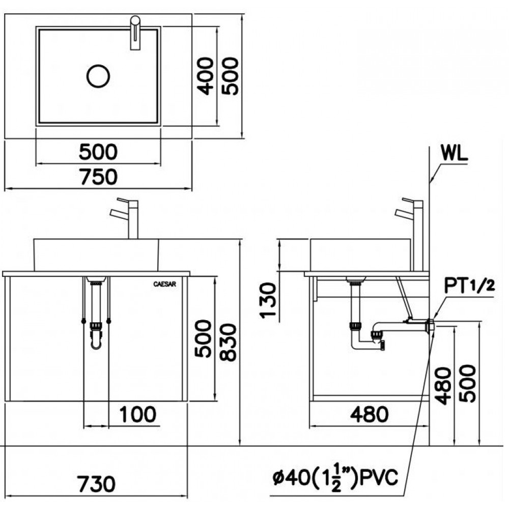 bản vẽ chậu LF5254