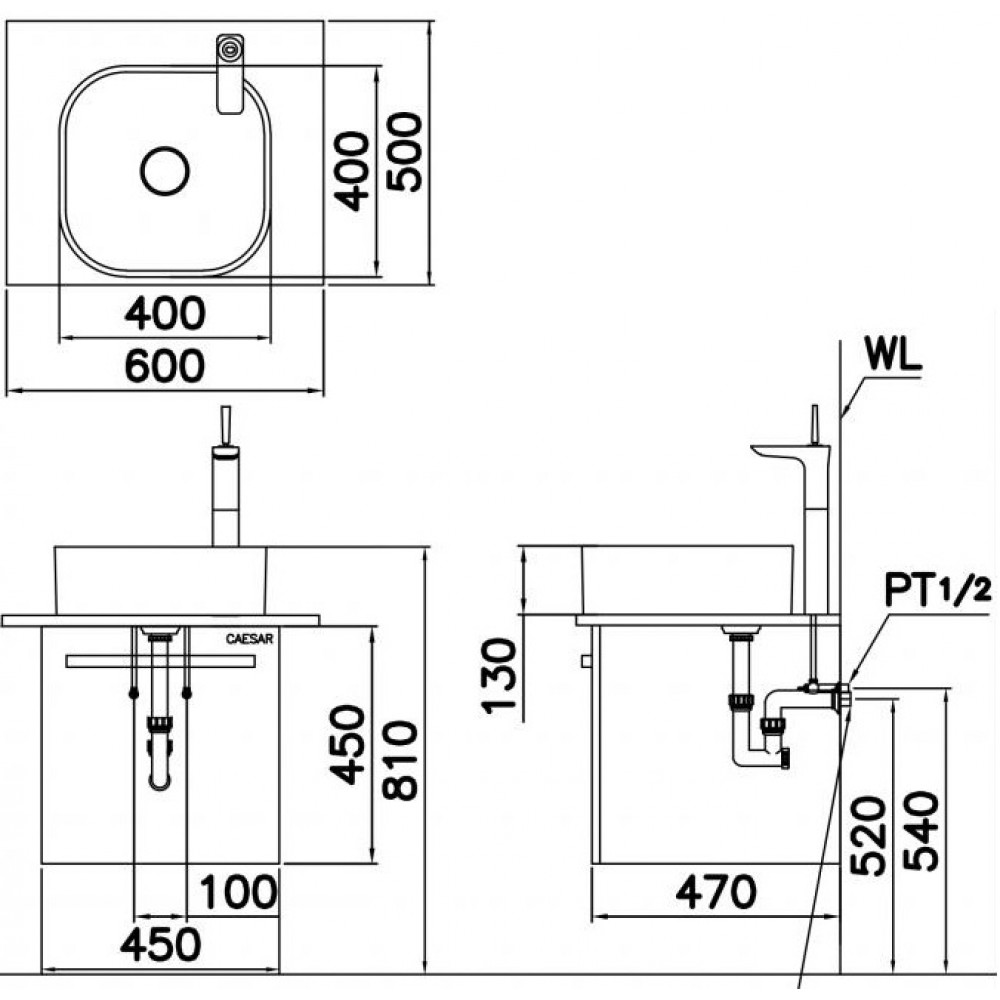 bản vẽ chậu LF5256