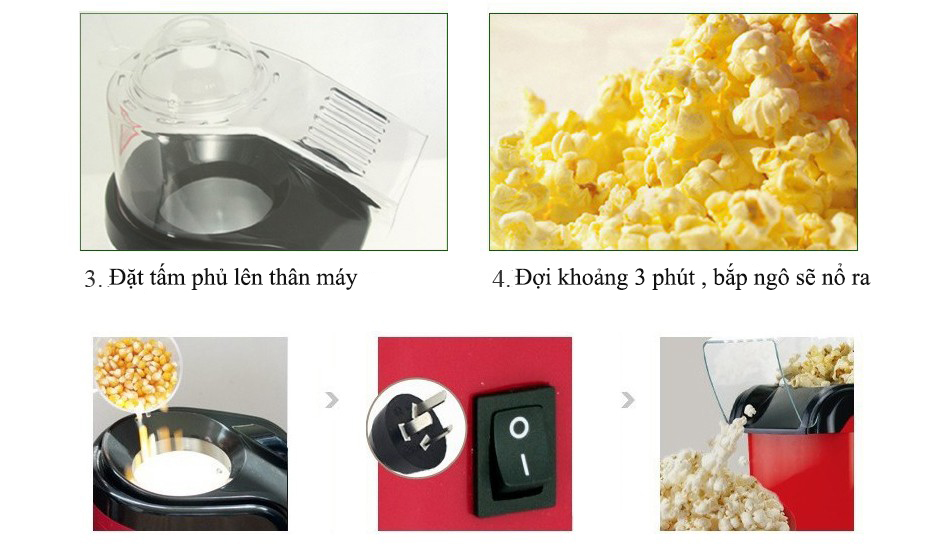 Mảy nổ bỏng ngô, máy làm bắp rang bơ, máy nổ bỏng, mảy làm bắp rang bở tại nhà, máy nổ bỏng ngô mini